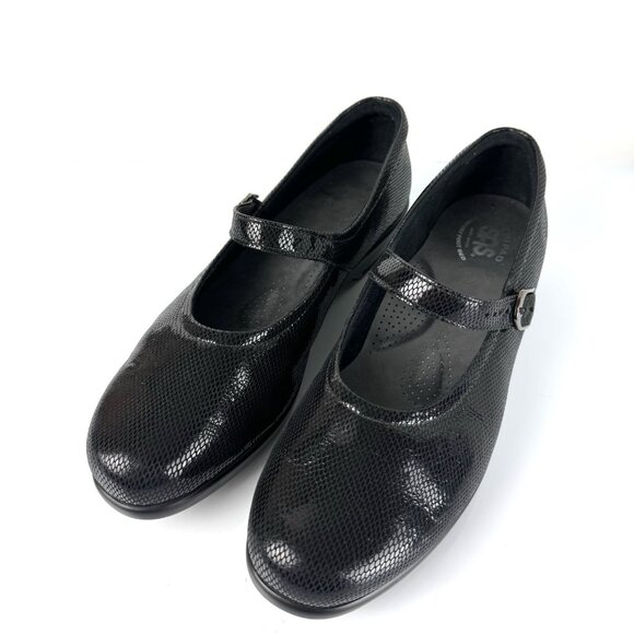 SAS Tripad Shoes Womens 10.5 M Black Maria Snake Print Buckle Mary Jane Comfort - Picture 2 of 11